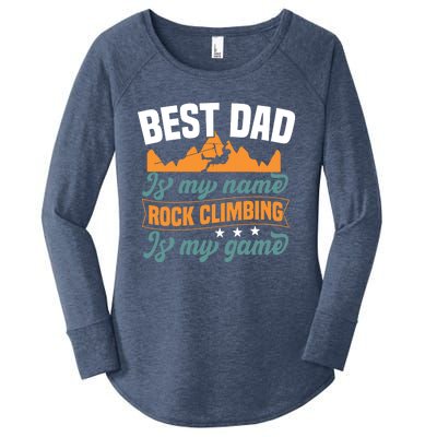 Best Dad Is My Name Funny Gift Bouldering Rock Climber Dad Gift Women's Perfect Tri Tunic Long Sleeve Shirt