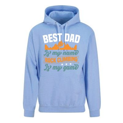 Best Dad Is My Name Funny Gift Bouldering Rock Climber Dad Gift Unisex Surf Hoodie