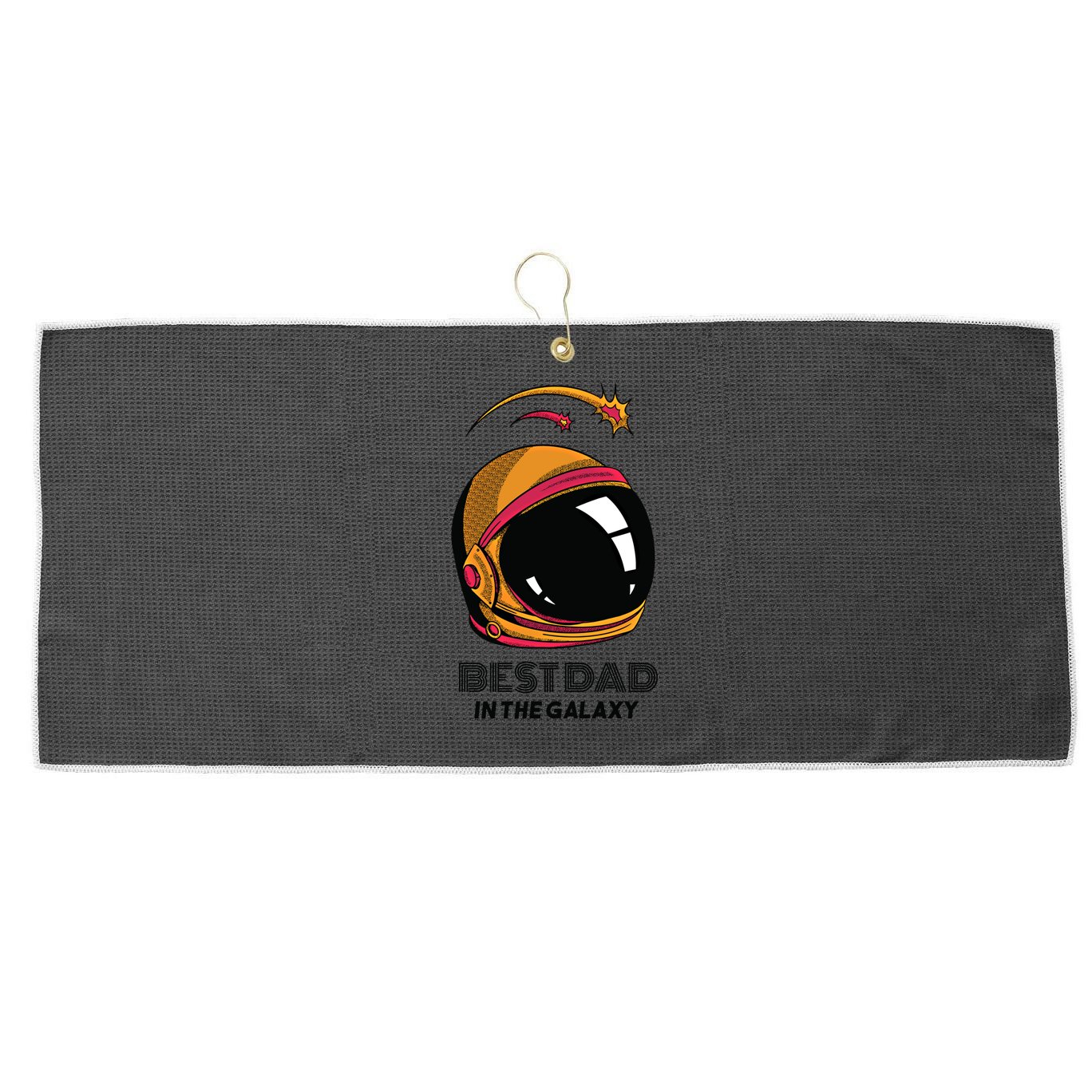 Best Dad In The Galaxy Astronaut Gift Large Microfiber Waffle Golf Towel