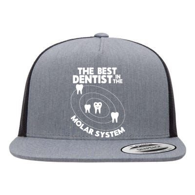 Best Dentist In The Molar System Design Funny Tooth Pun Flat Bill Trucker Hat