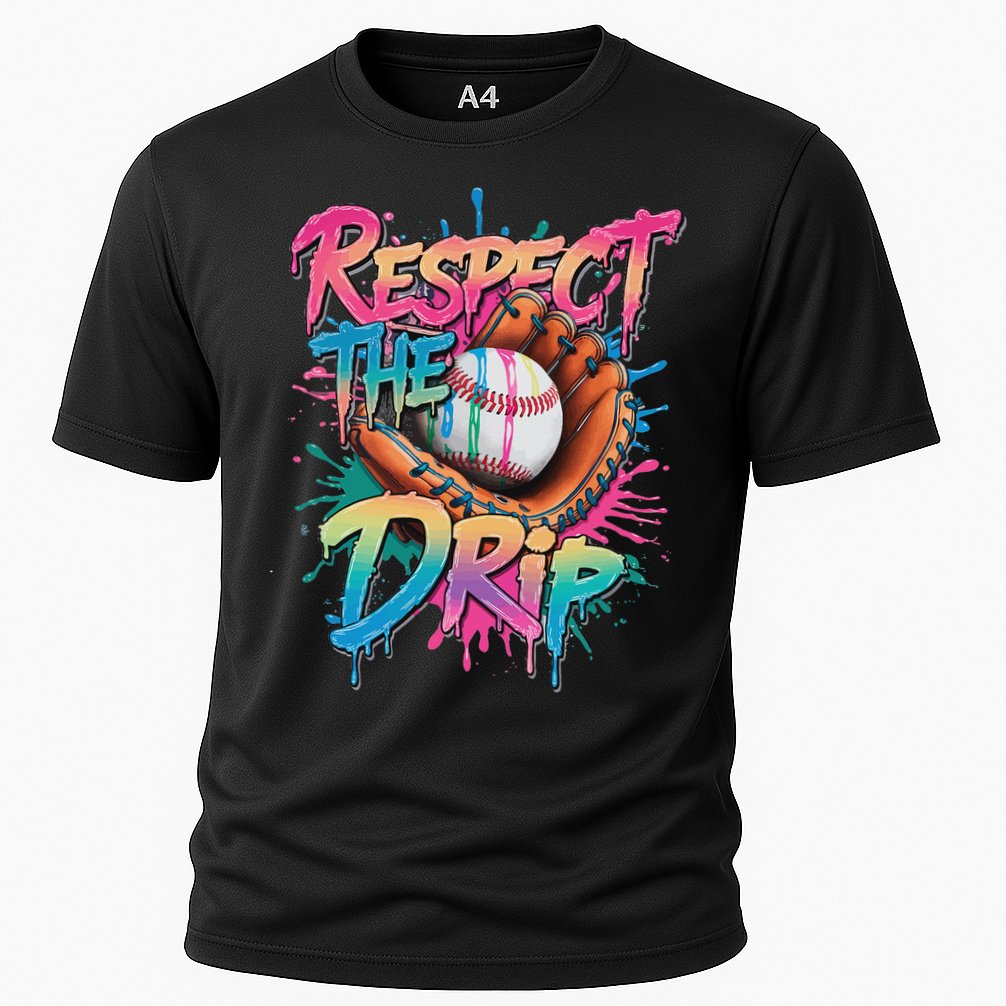 Baseball Drip Ice Cream Drip Respect The Drip Cooling Performance Crew T-Shirt