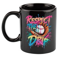 Baseball Drip Ice Cream Drip Respect The Drip 11oz C Handle Ceramic Mug
