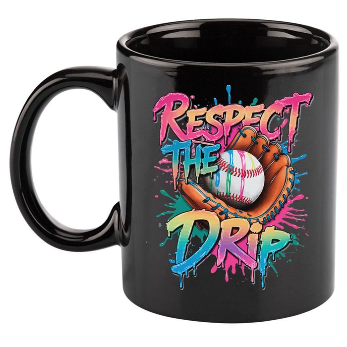 Baseball Drip Ice Cream Drip Respect The Drip 11oz C Handle Ceramic Mug