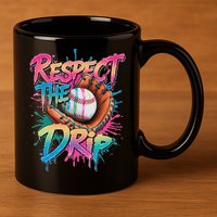 Baseball Drip Ice Cream Drip Respect The Drip 11oz C Handle Ceramic Mug
