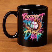 Baseball Drip Ice Cream Drip Respect The Drip 11oz C Handle Ceramic Mug