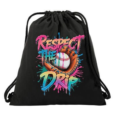 Baseball Drip Ice Cream Drip Respect The Drip Drawstring Bag