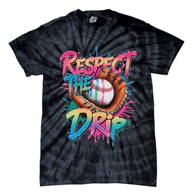 Baseball Drip Ice Cream Drip Respect The Drip Tie-Dye T-Shirt