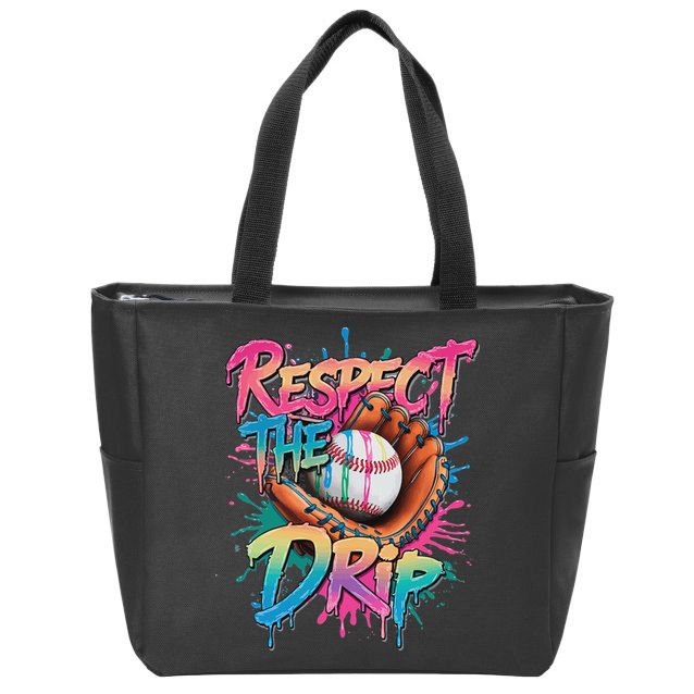 Baseball Drip Ice Cream Drip Respect The Drip Zip Tote Bag