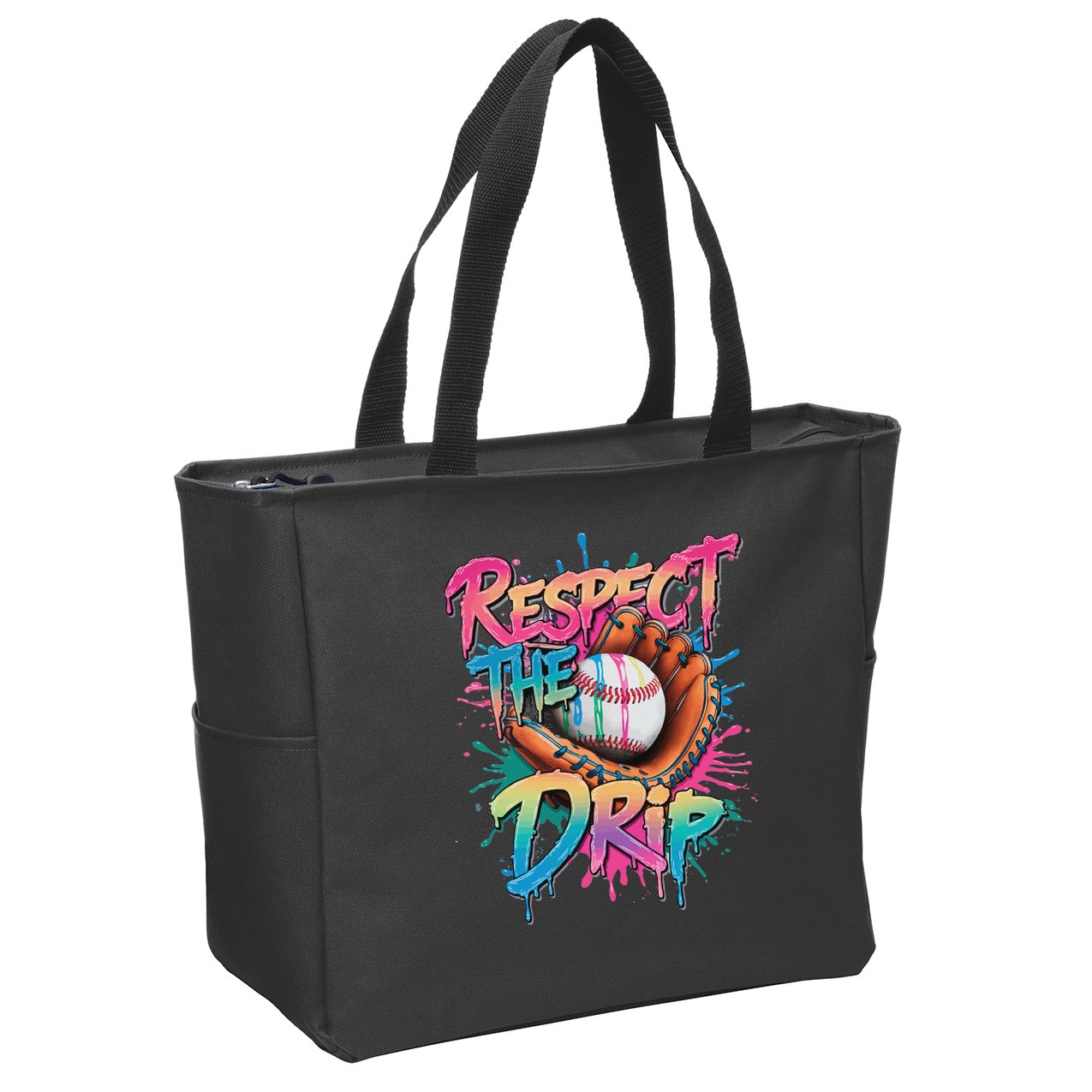 Baseball Drip Ice Cream Drip Respect The Drip Zip Tote Bag