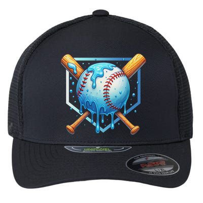 Baseball Dripping Ice Cream Drip Baseball Flexfit Unipanel Trucker Cap