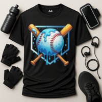 Baseball Dripping Ice Cream Drip Baseball Cooling Performance Crew T-Shirt