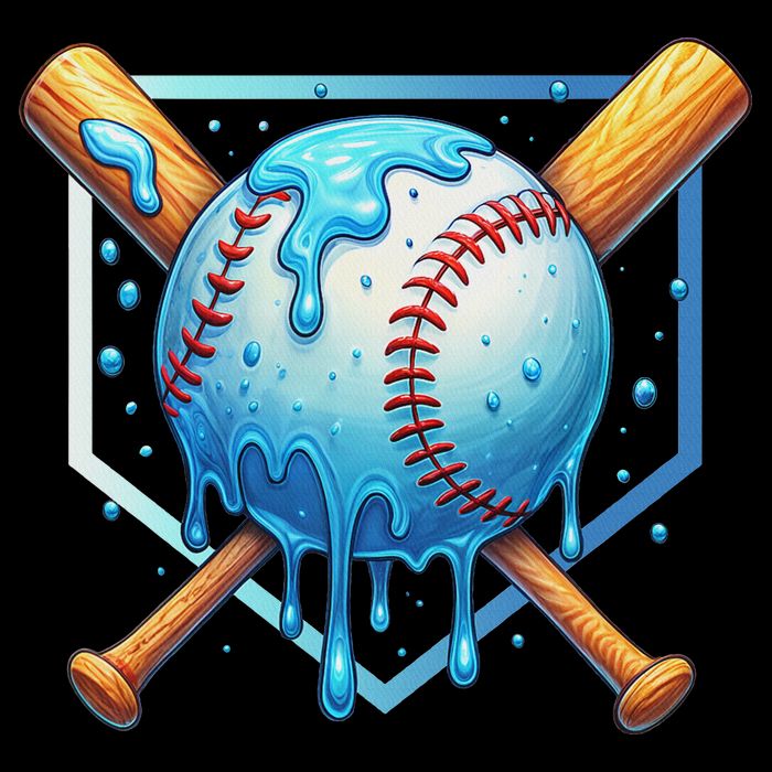 Baseball Dripping Ice Cream Drip Baseball Cooling Performance Crew T-Shirt