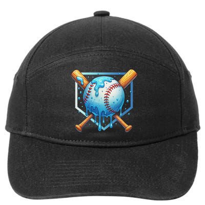Baseball Dripping Ice Cream Drip Baseball 7-Panel Snapback Hat