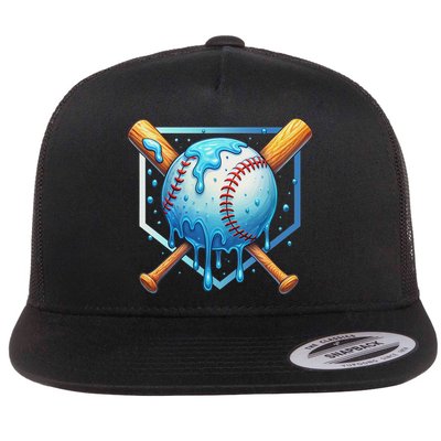 Baseball Dripping Ice Cream Drip Baseball Flatbill Hat