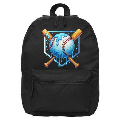 Baseball Dripping Ice Cream Drip Baseball 16 in Basic Backpack