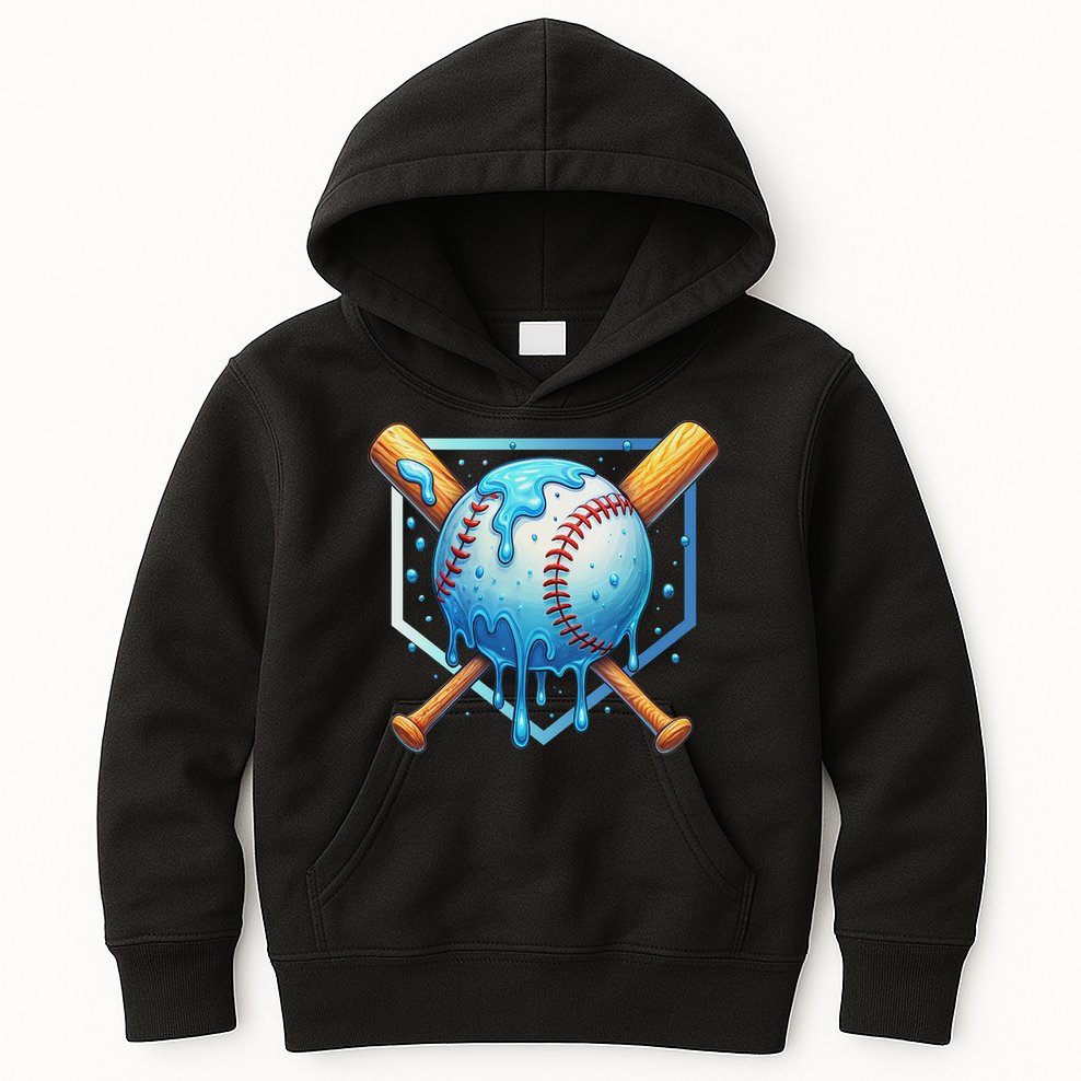 Baseball Dripping Ice Cream Drip Baseball Kids Hoodie