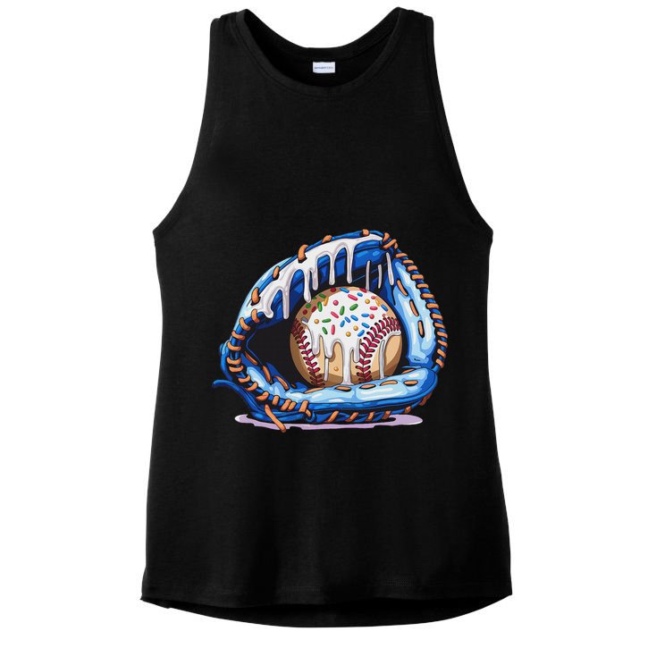 Baseball Drip Ice Cream Sprinkles Baseball Glove Ladies PosiCharge Tri-Blend Wicking Tank