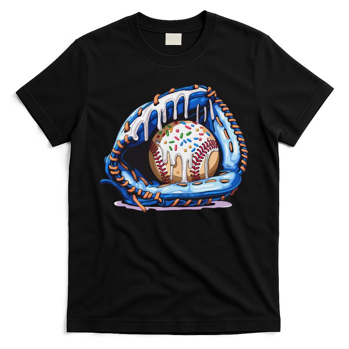 Baseball Drip Ice Cream Sprinkles Baseball Glove T-Shirt