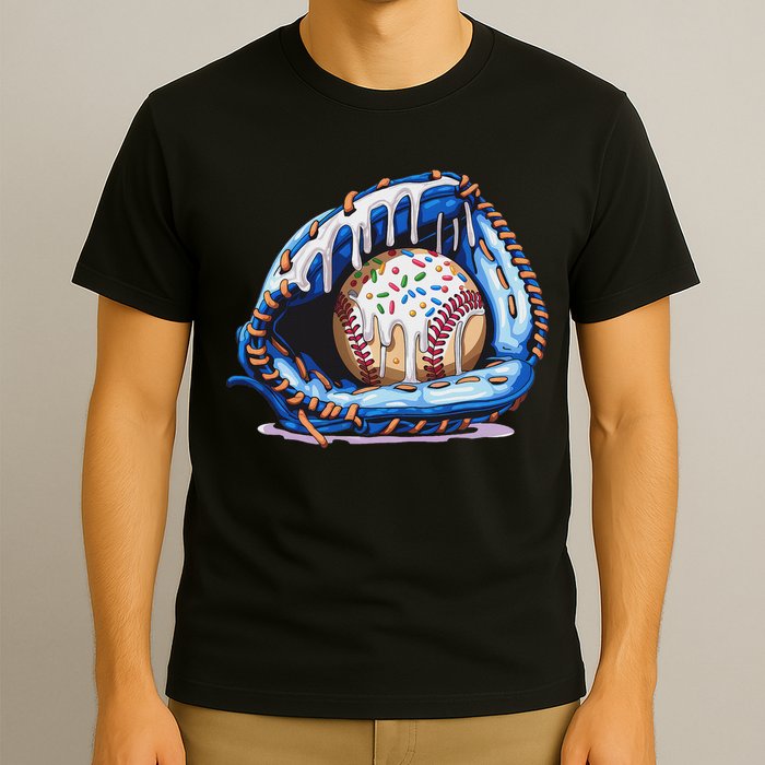Baseball Drip Ice Cream Sprinkles Baseball Glove T-Shirt