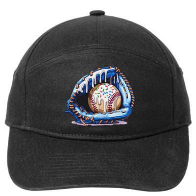 Baseball Drip Ice Cream Sprinkles Baseball Glove 7-Panel Snapback Hat