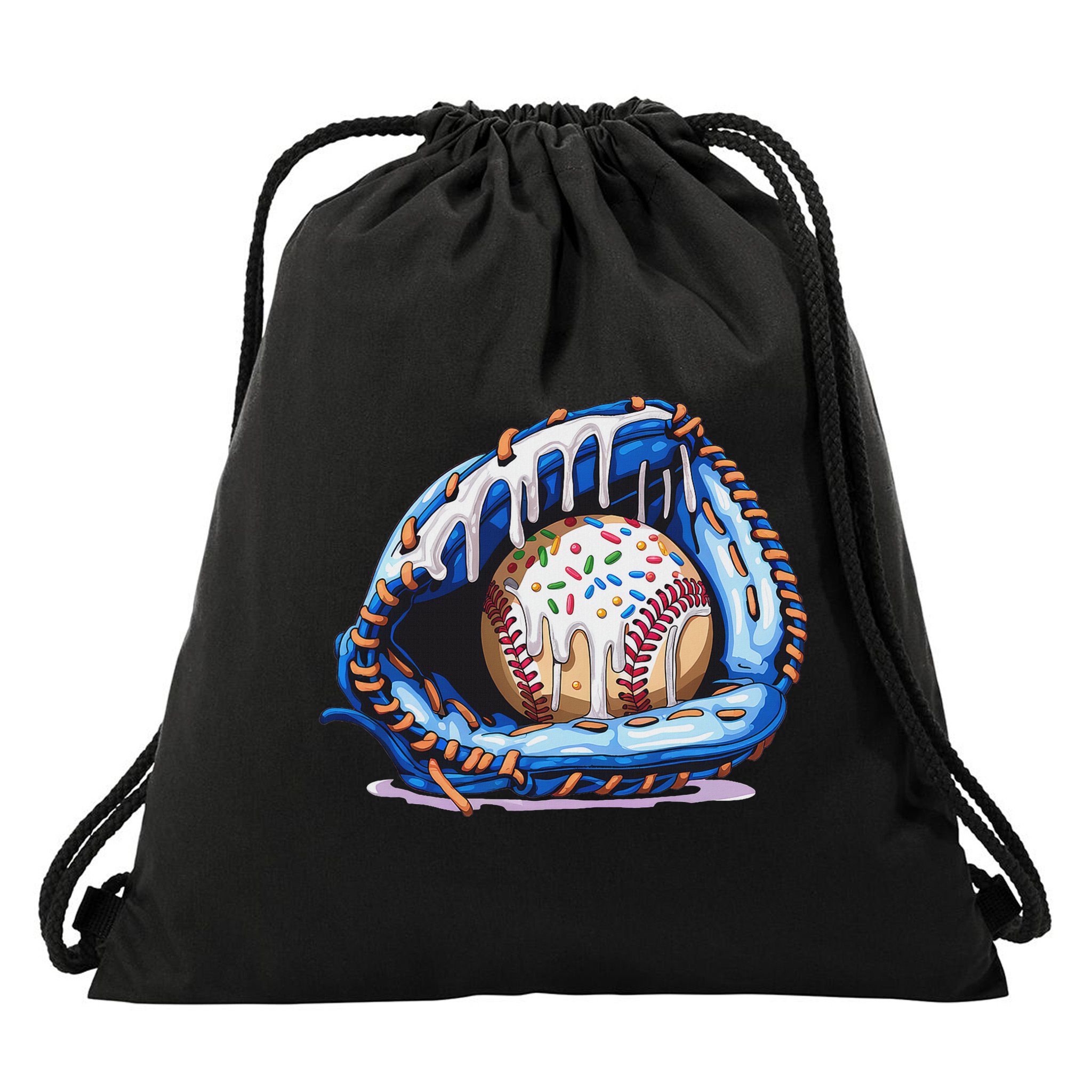 Baseball Drip Ice Cream Sprinkles Baseball Glove Drawstring Bag