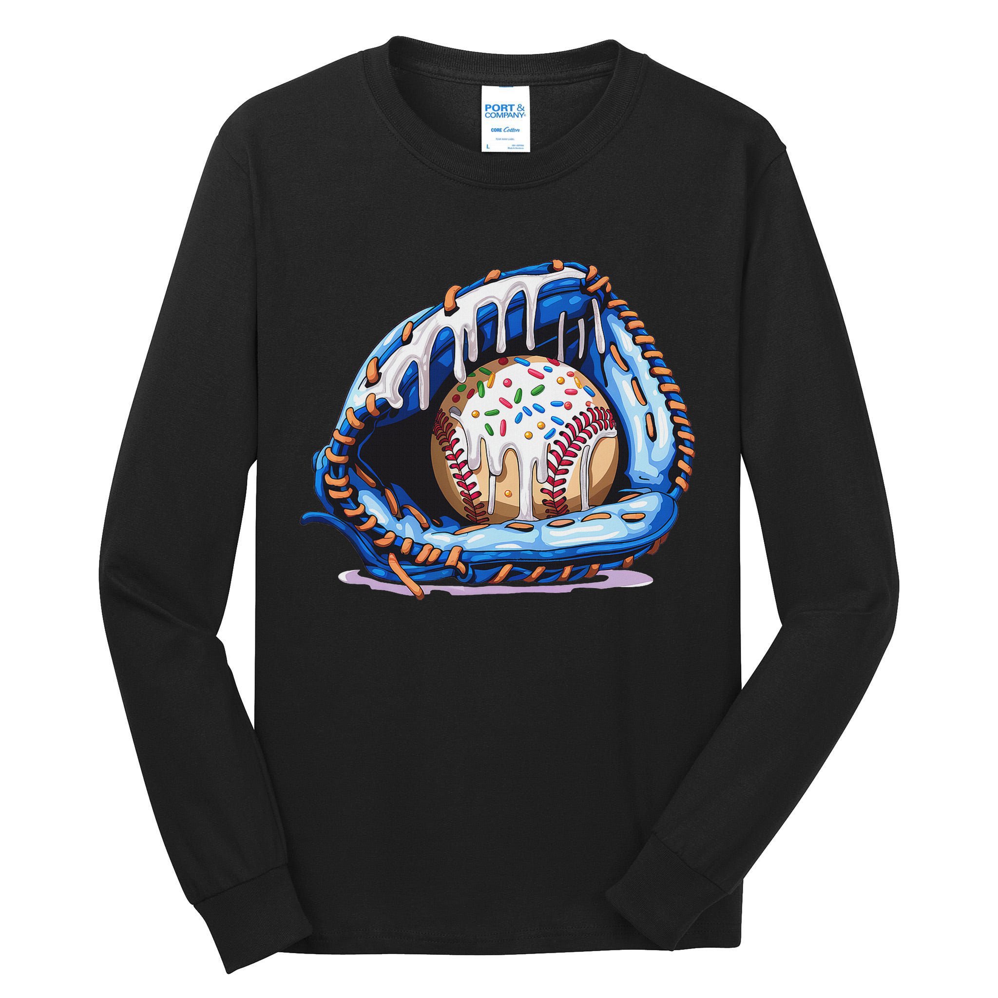 Baseball Drip Ice Cream Sprinkles Baseball Glove Tall Long Sleeve T-Shirt