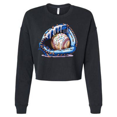 Baseball Drip Ice Cream Sprinkles Baseball Glove Cropped Pullover Crew