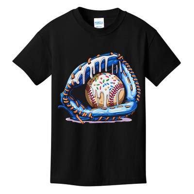Baseball Drip Ice Cream Sprinkles Baseball Glove Kids T-Shirt