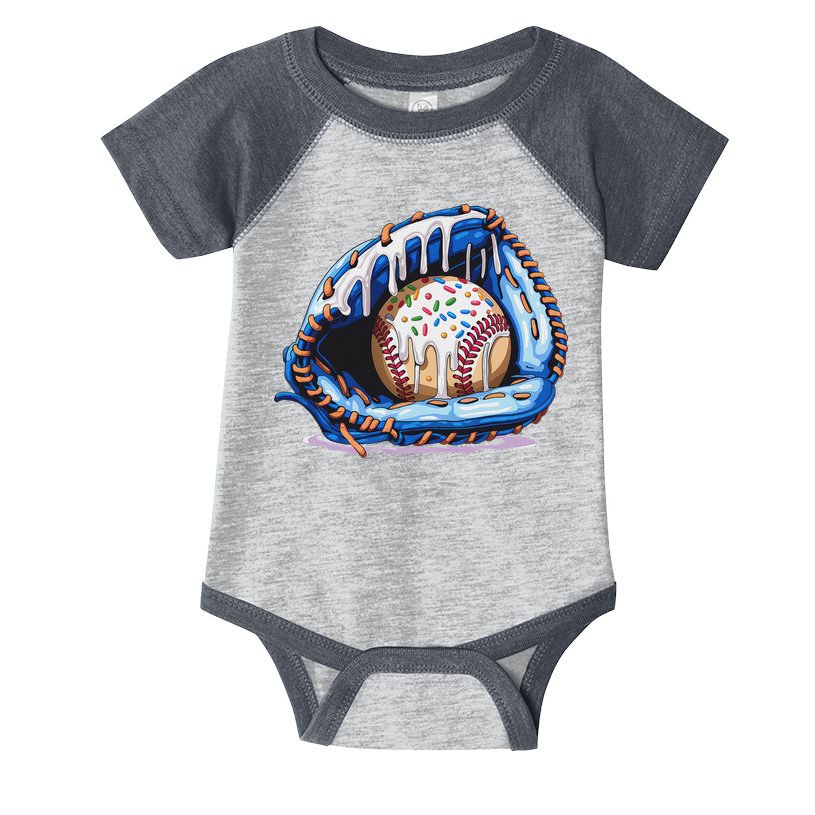 Baseball Drip Ice Cream Sprinkles Baseball Glove Infant Baby Jersey Bodysuit