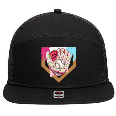 Baseball Drip Ice Cream Cone Drip Baseball 7 Panel Mesh Trucker Snapback Hat