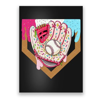 Baseball Drip Ice Cream Cone Drip Baseball Poster