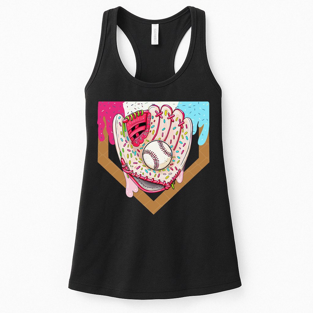 Baseball Drip Ice Cream Cone Drip Baseball Womens Tank Top