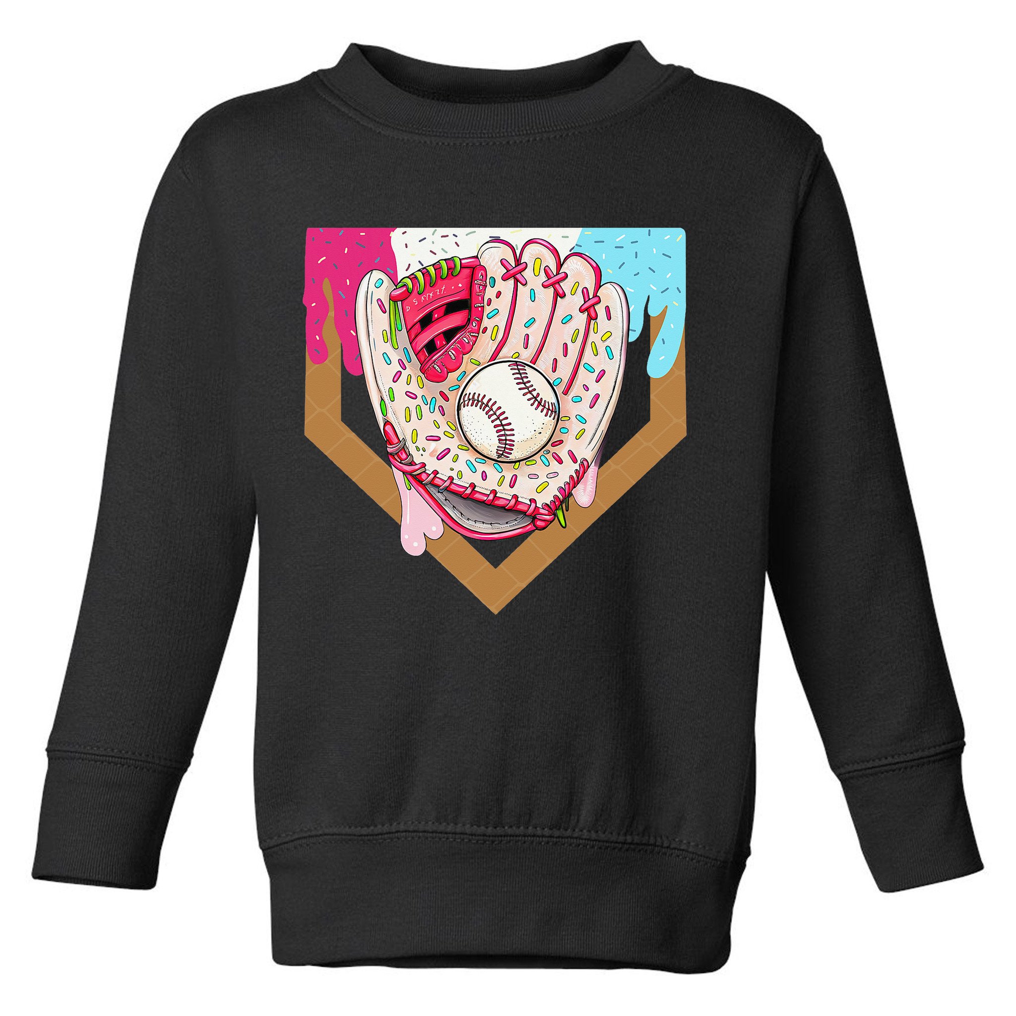 Baseball Drip Ice Cream Cone Drip Baseball Toddler Sweatshirt