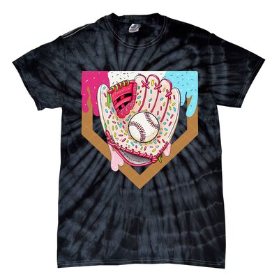 Baseball Drip Ice Cream Cone Drip Baseball Tie-Dye T-Shirt