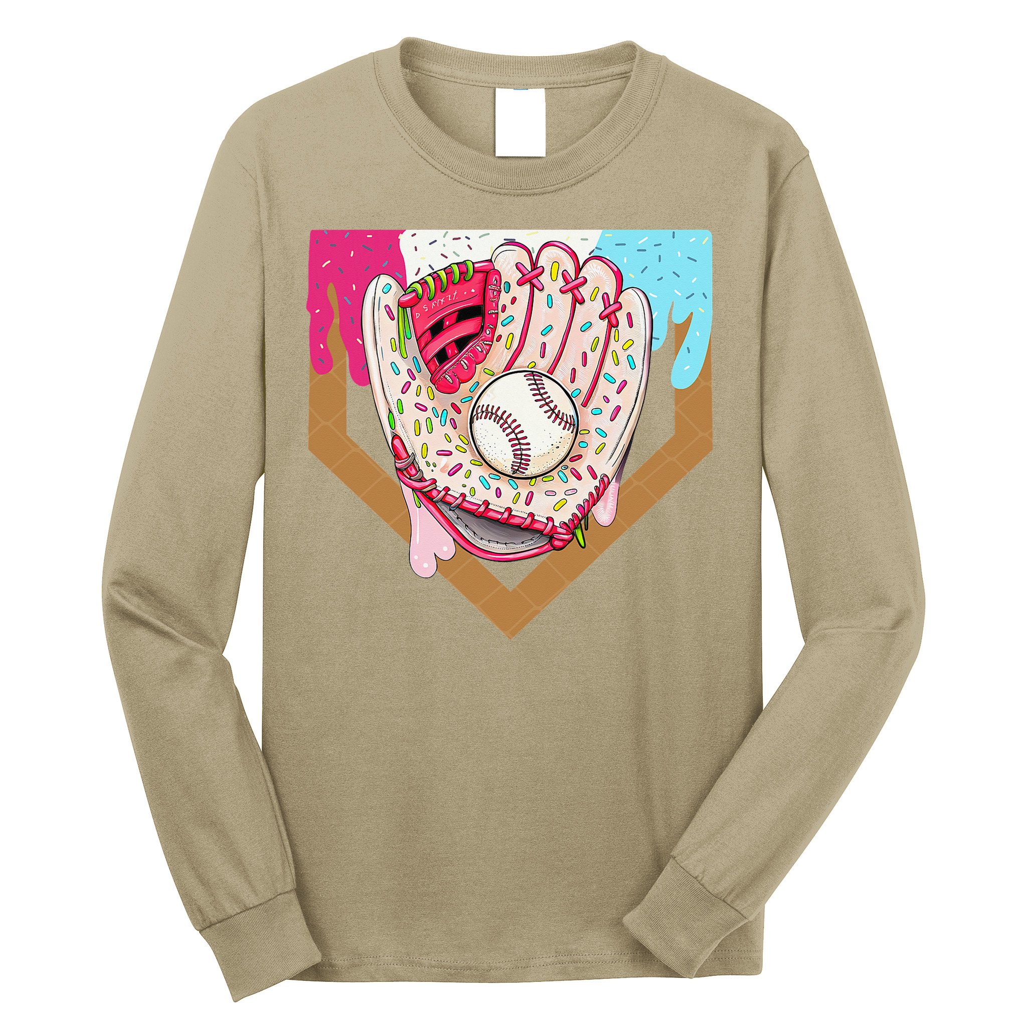 Baseball Drip Ice Cream Cone Drip Baseball Long Sleeve Shirt