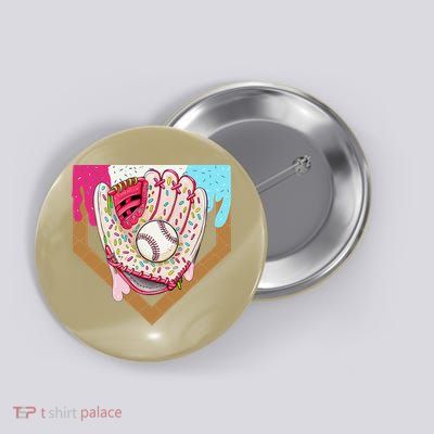 Baseball Drip Ice Cream Cone Drip Baseball Button