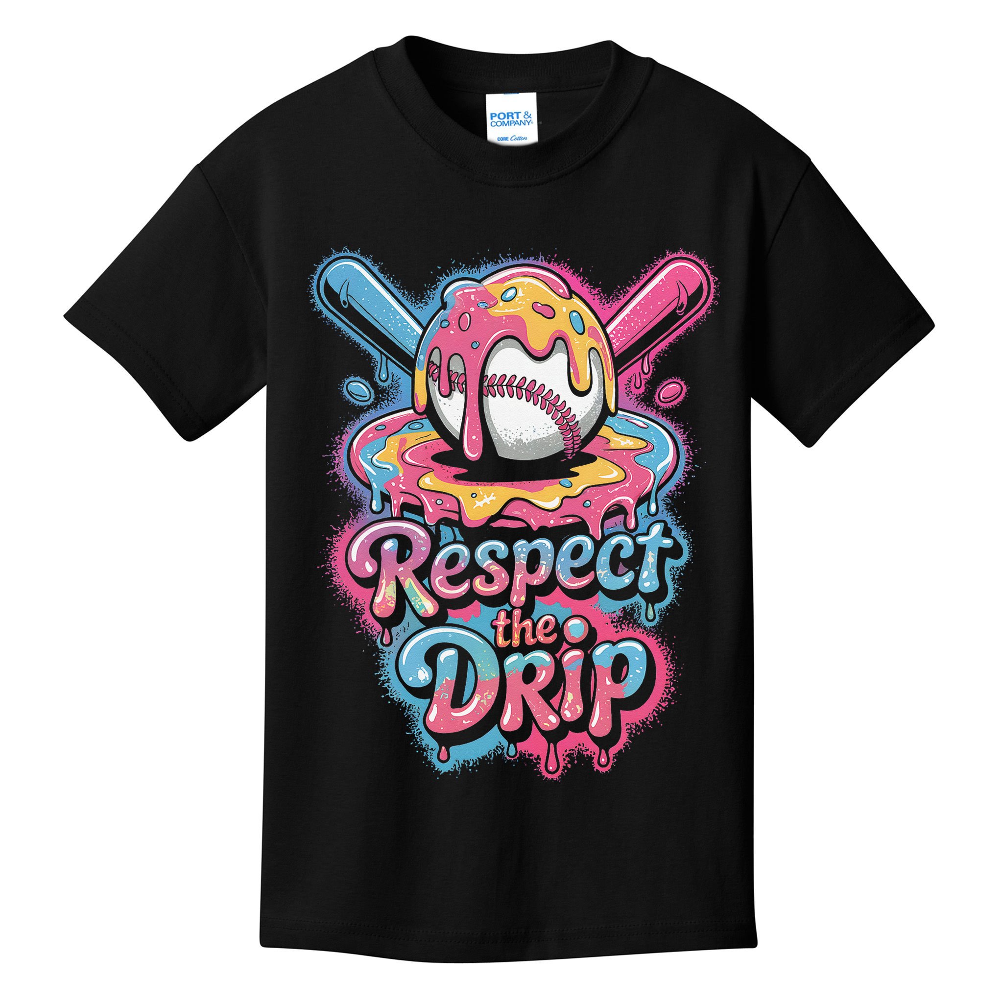 Baseball Drip Ice Cream Style For And Women Kids T-Shirt