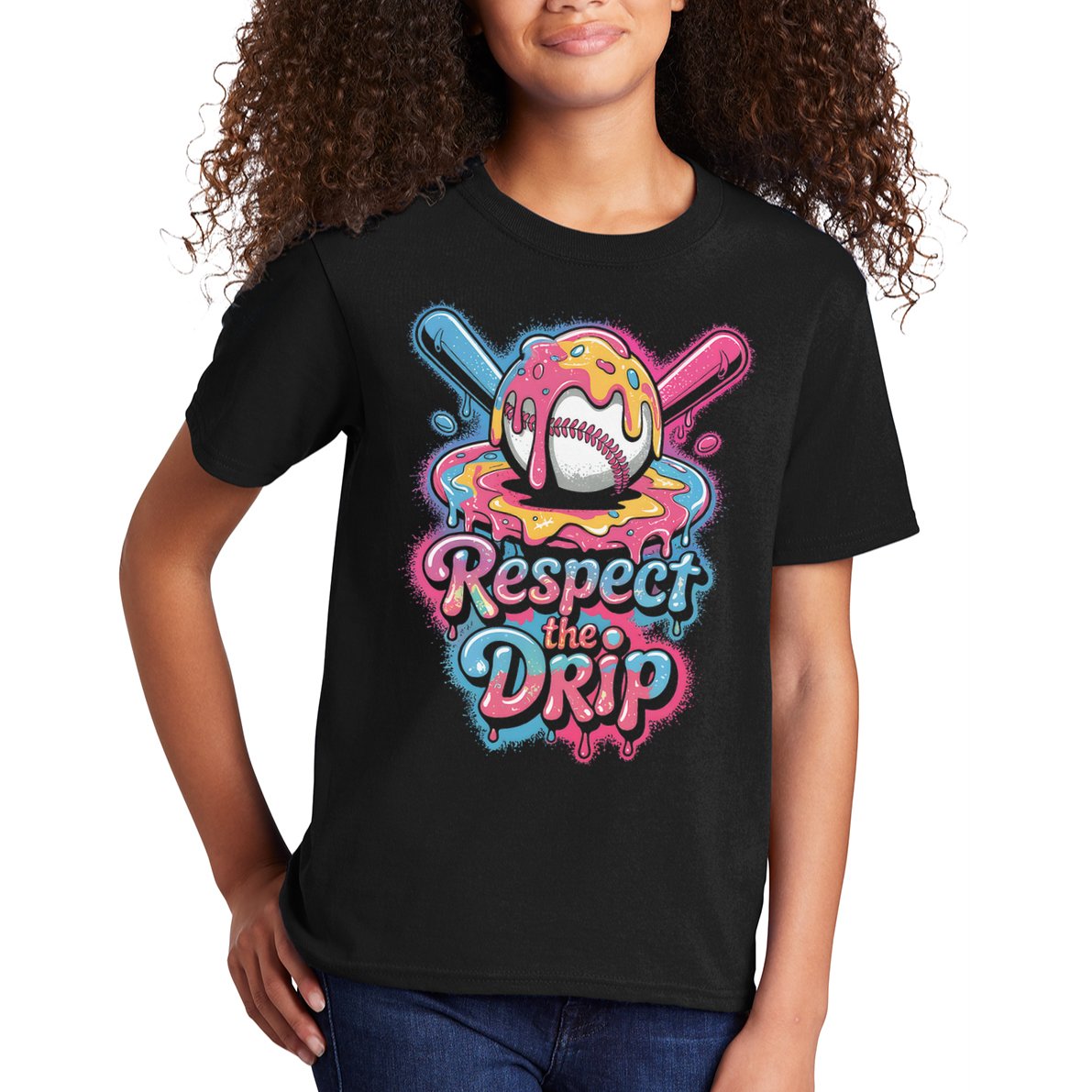 Baseball Drip Ice Cream Style For And Women Kids T-Shirt