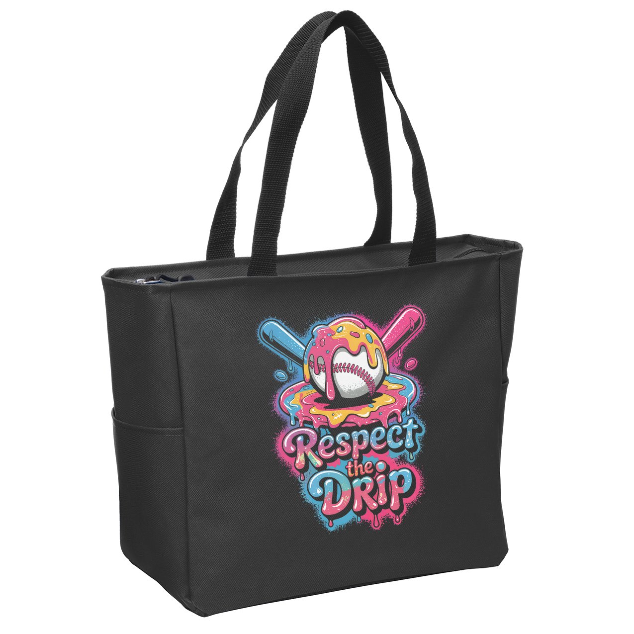 Baseball Drip Ice Cream Style For And Women Zip Tote Bag