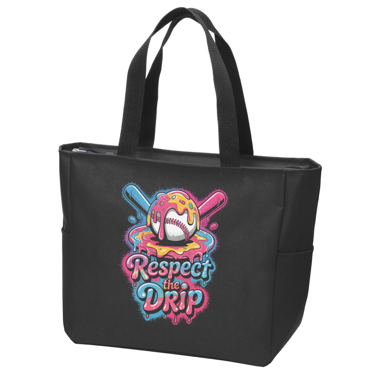 Baseball Drip Ice Cream Style For And Women Zip Tote Bag