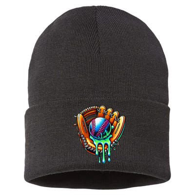 Baseball Drip Ice Cream Sprinkles Baseball Glove Sustainable Knit Beanie