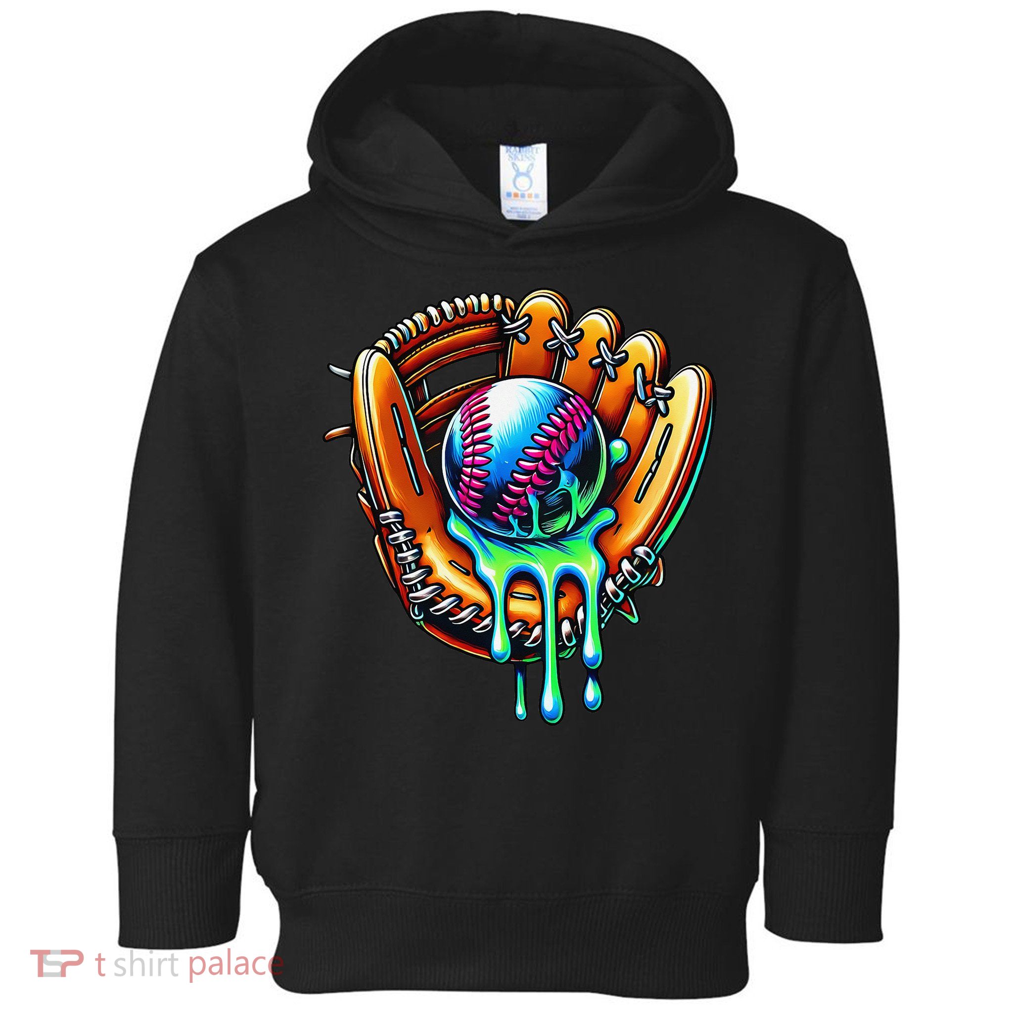 Baseball Drip Ice Cream Sprinkles Baseball Glove Toddler Hoodie