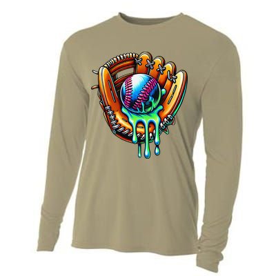 Baseball Drip Ice Cream Sprinkles Baseball Glove Cooling Performance Long Sleeve Crew