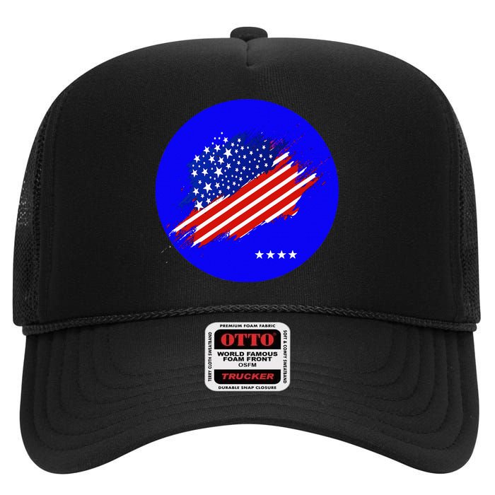 Blue Dot In A Red State Nebraska Vote Kamala Harris Walz High Crown Mesh Back Trucker Hat