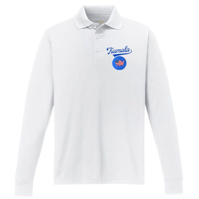 Blue Dot In A Red State Nebraska Vote Kamala Harris Walz2024 Performance Long Sleeve Polo