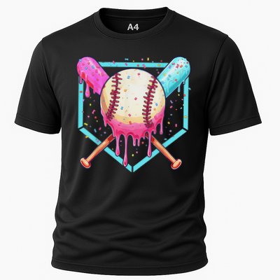 Baseball Dripping Ice Cream Drip Baseball Season Performance Shirt