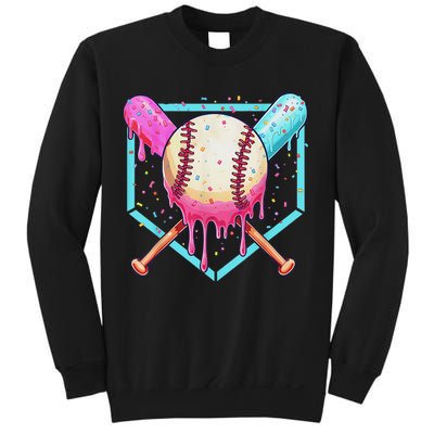 Baseball Dripping Ice Cream Drip Baseball Season Sweatshirt