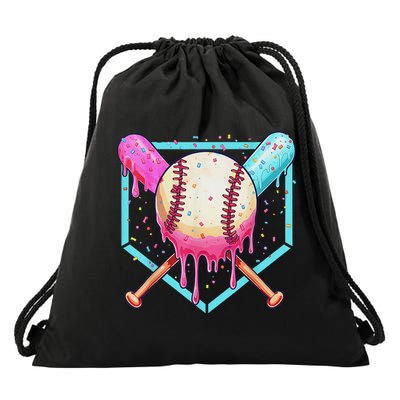 Baseball Dripping Ice Cream Drip Baseball Season Drawstring Bag