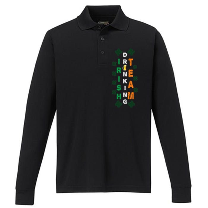 Beer Drunk Irish Drinking Team Clover Saint Patricks Day Performance Long Sleeve Polo