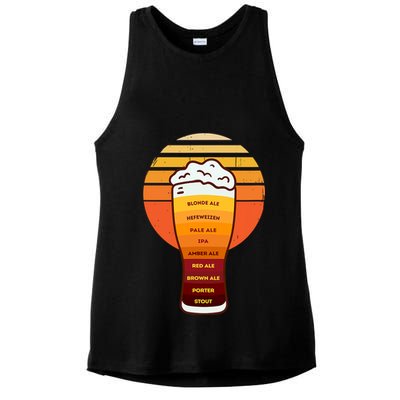 Beer Diversity In A Beer Glass With Foam Retro Beer Types Ladies PosiCharge Tri-Blend Wicking Tank